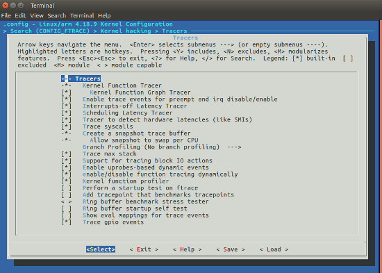 ftrace menuconfig